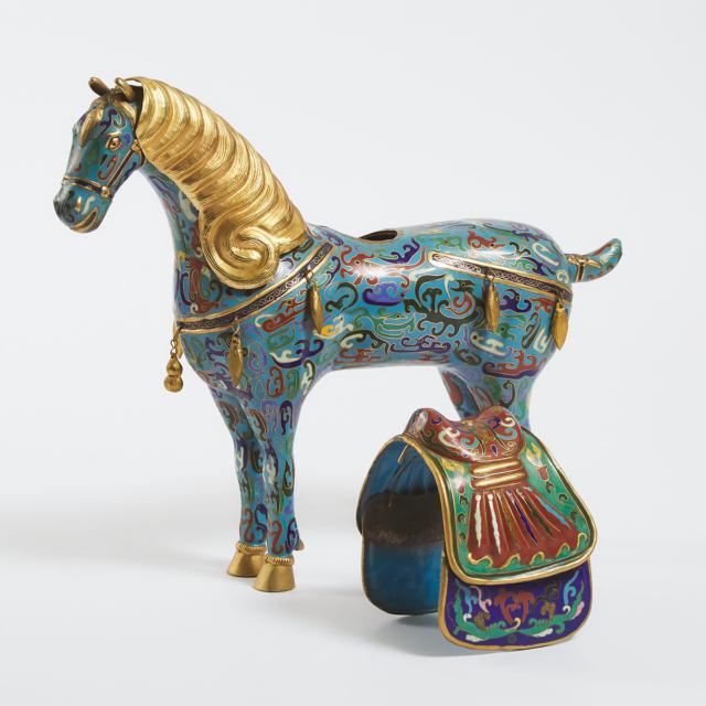 A Pair of Chinese Cloisonné Horses, 20th Century