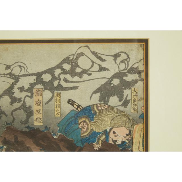 Utagawa Kunisada (Toyokuni III, 1786-1865) and Utagawa Kuniyoshi (1798-1861), Two Framed Ukiyo-e Prints, 19th Century