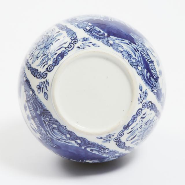 A Chinese Export Blue and White Porcelain 'Landscape' Bottle Vase, 18th Century