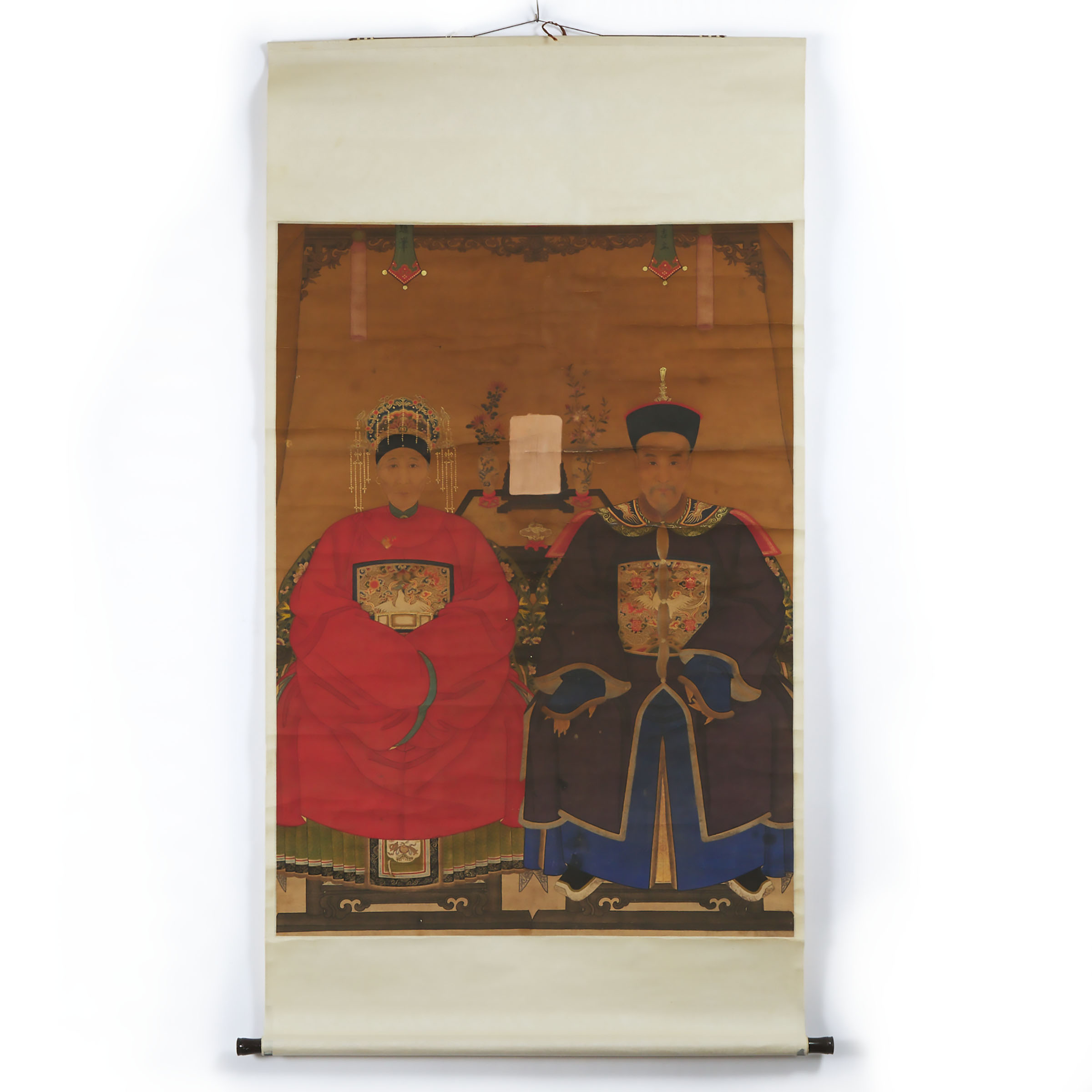 A Chinese Ancestor Painting of a Couple, Late Qing Dynasty