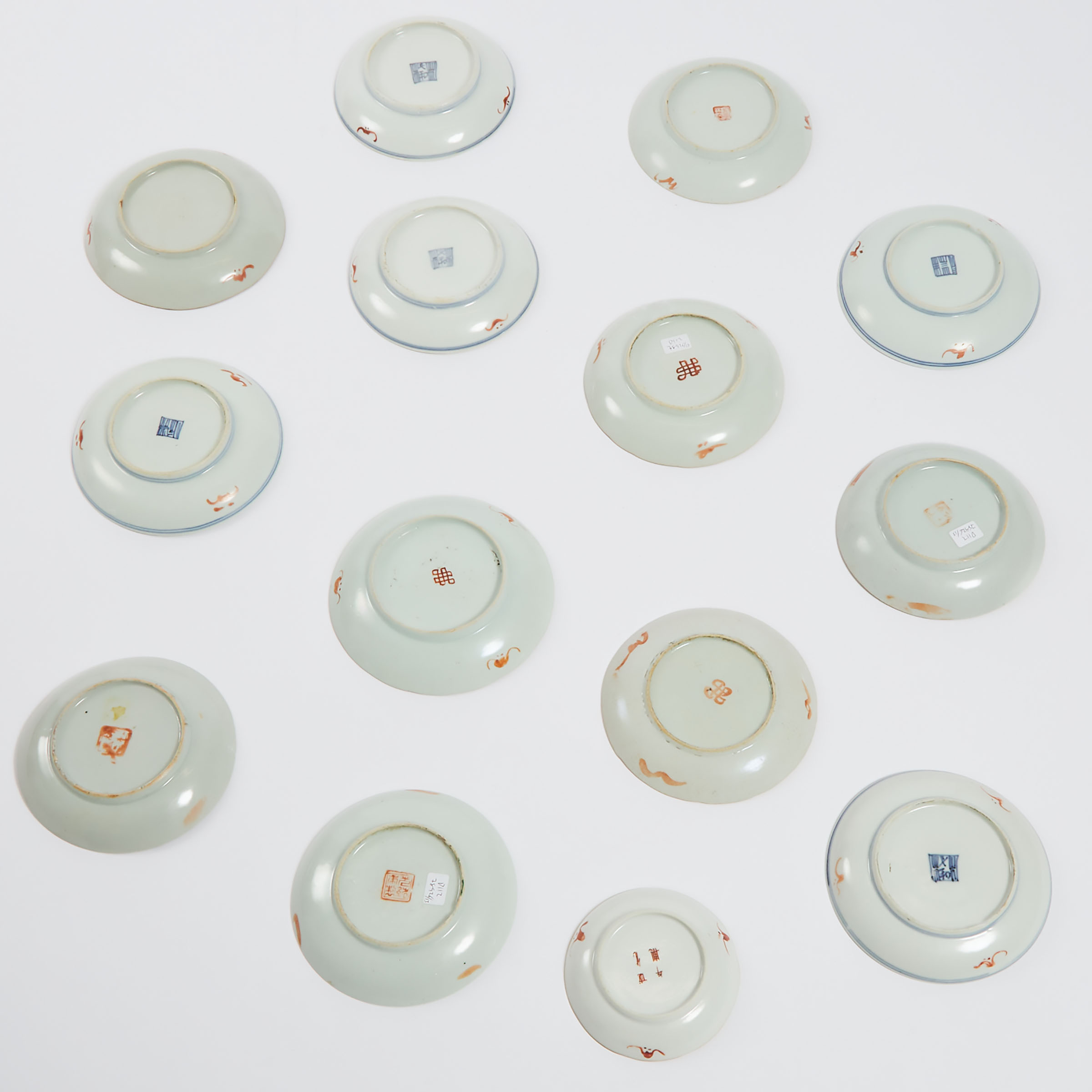 A Group of Fourteen Famille Rose Dishes, Late Qing/Republican Period