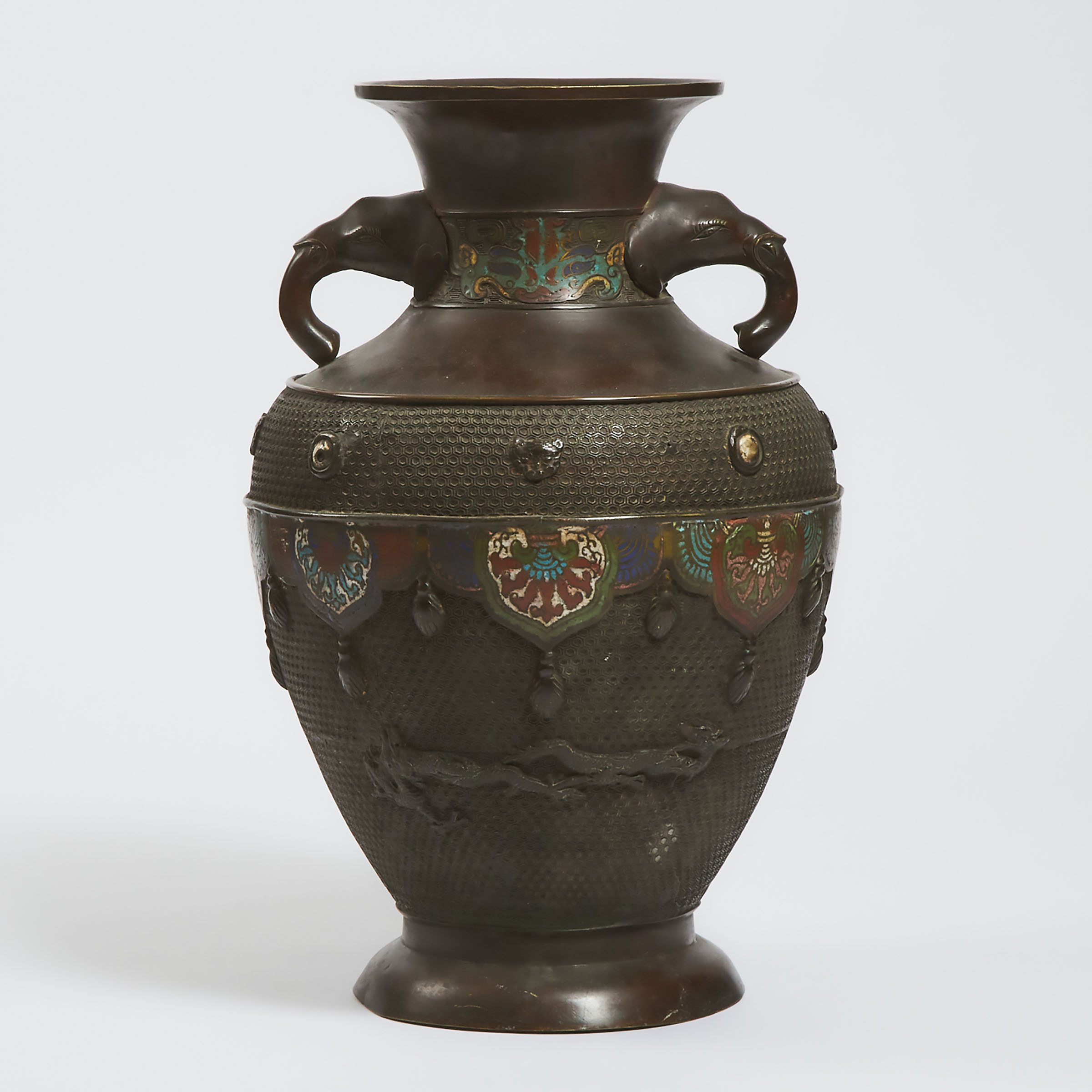 A Bronze Elephant-Handled Vase
