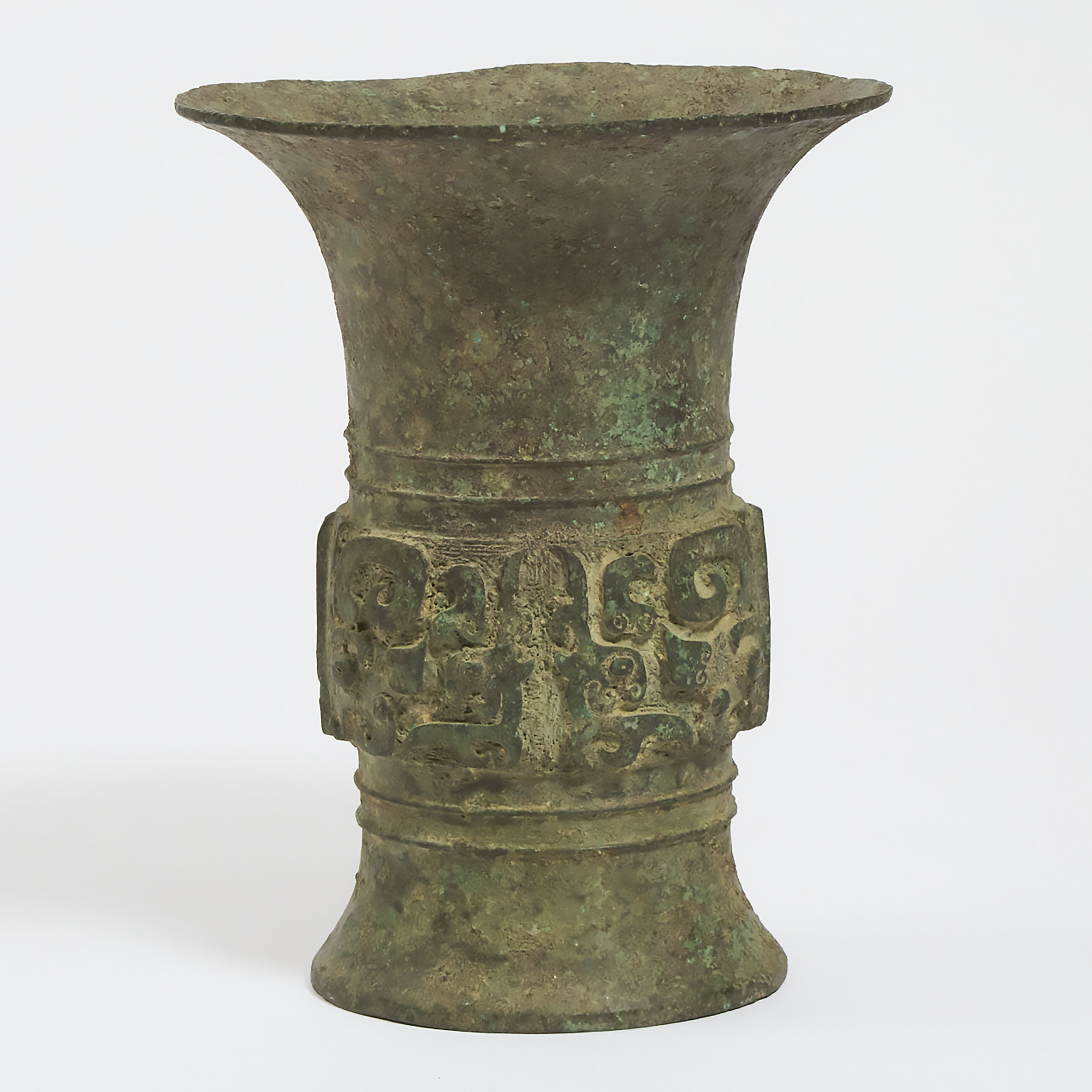 A Bronze Ritual Wine Vessel, Gu, Late Qing Dynasty, Early 20th Century