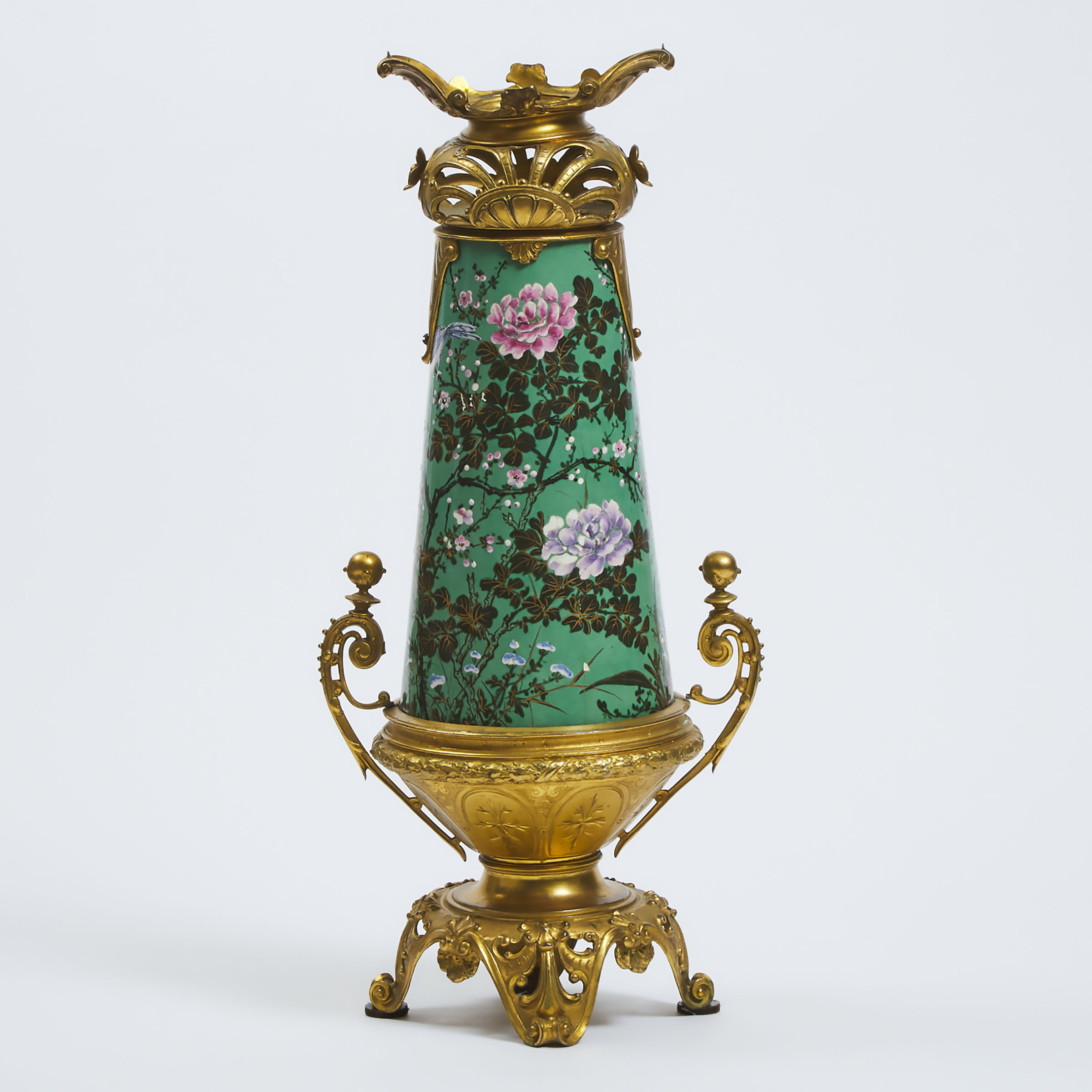 An Export Ormolu-Mounted 'Peony' Vase, Late 19th Century