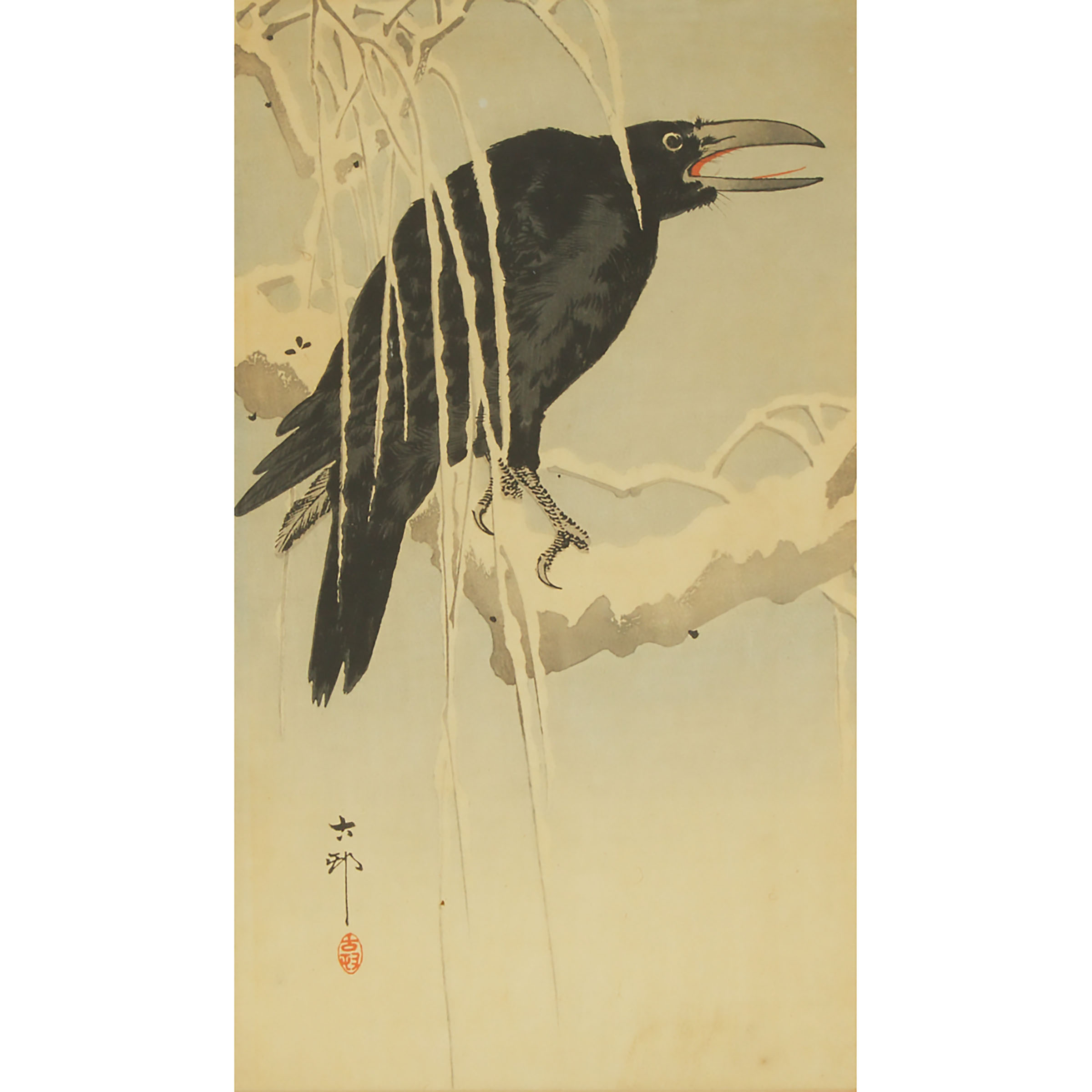 Ohara Koson (Shoson) (1877-1945), Crow on Snowy Branch
