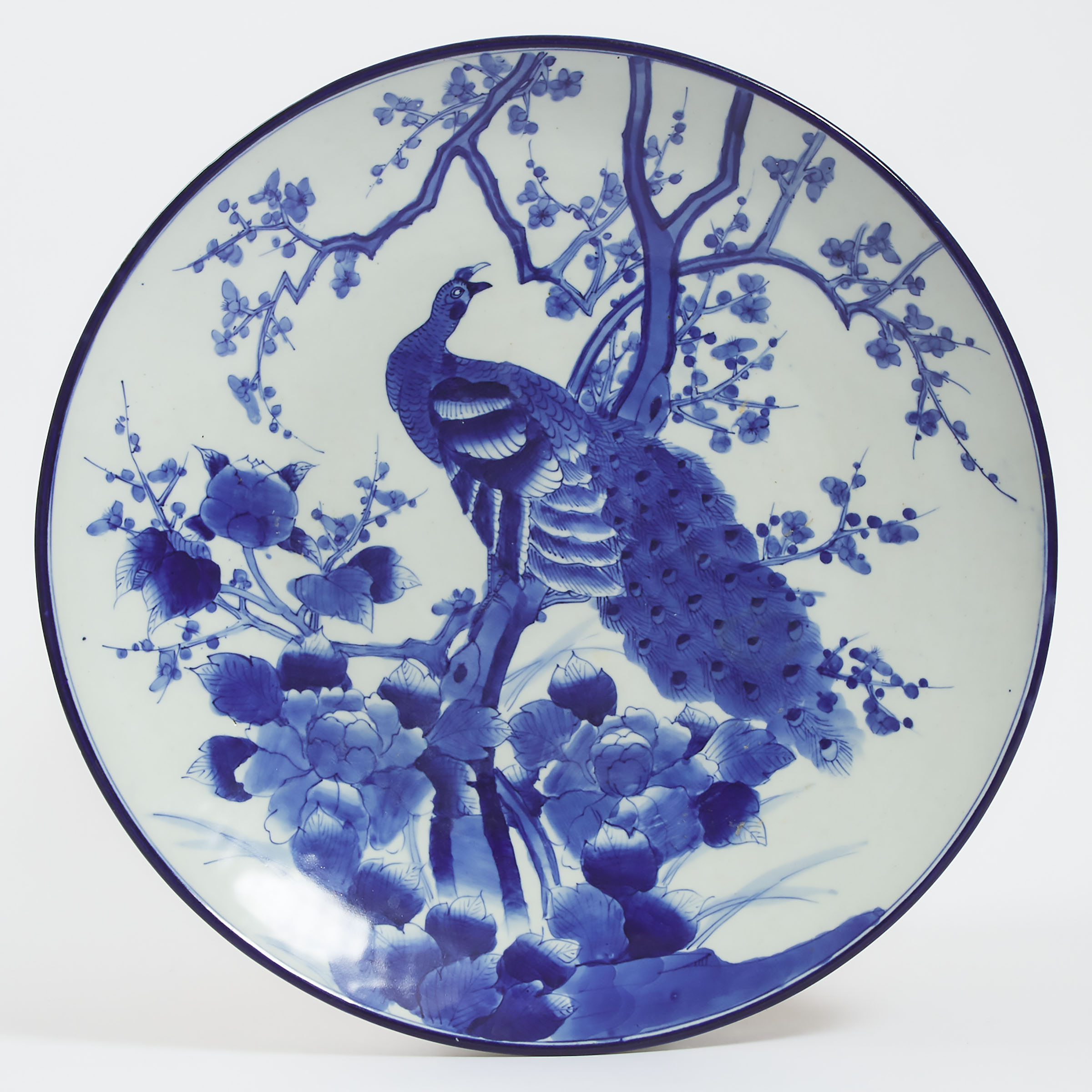 An Arita Blue and White 'Peacock' Charger, Edo Period, 18th/19th Century