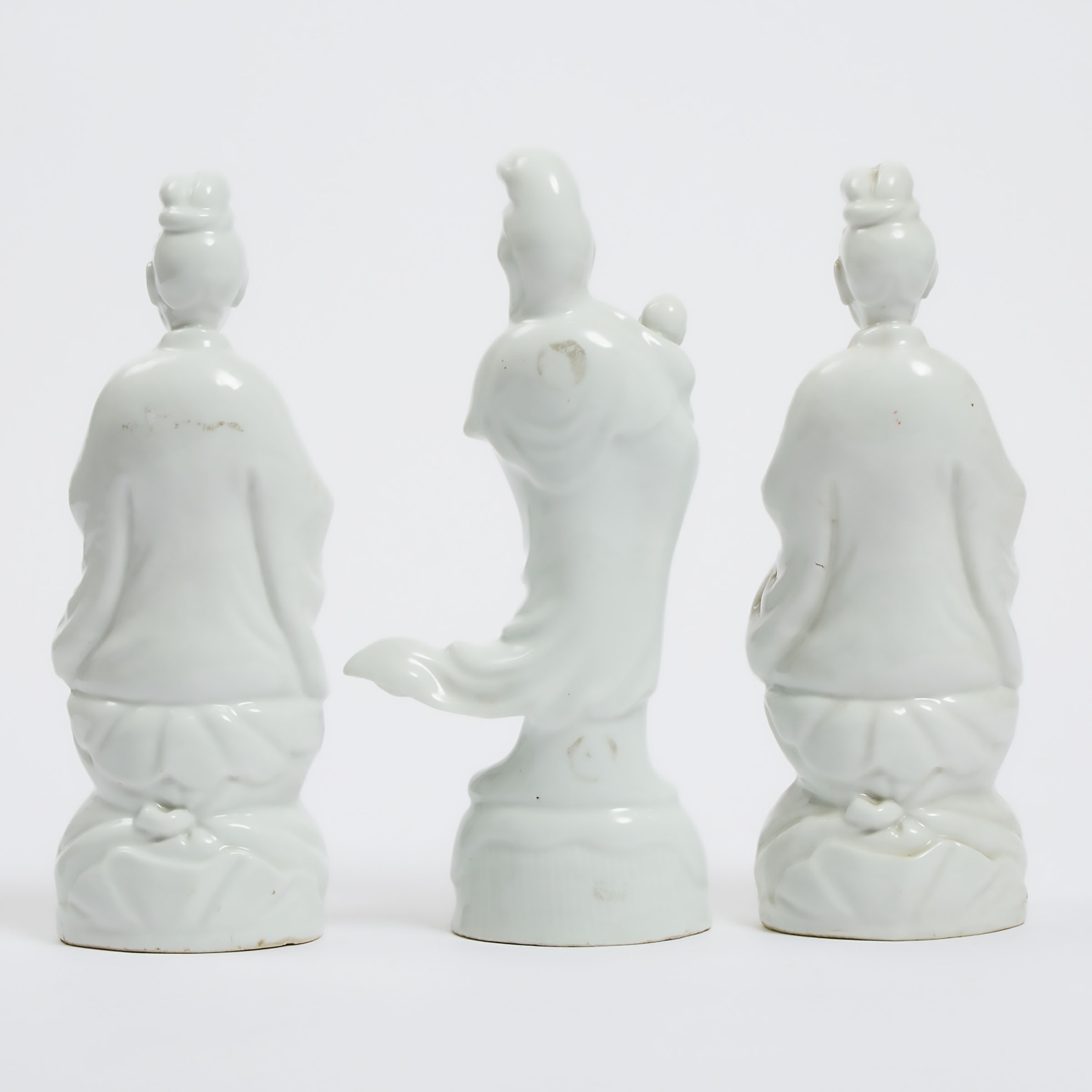 A Group of Three Blanc de Chine Figures, Mid 20th Century