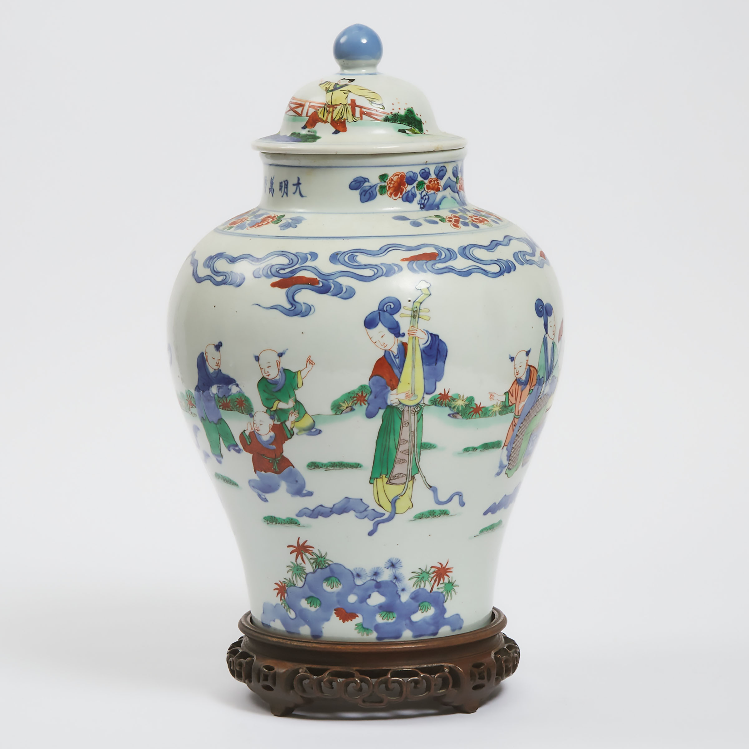 A Chinese Doucai Vase and Cover, Mid 20th Century