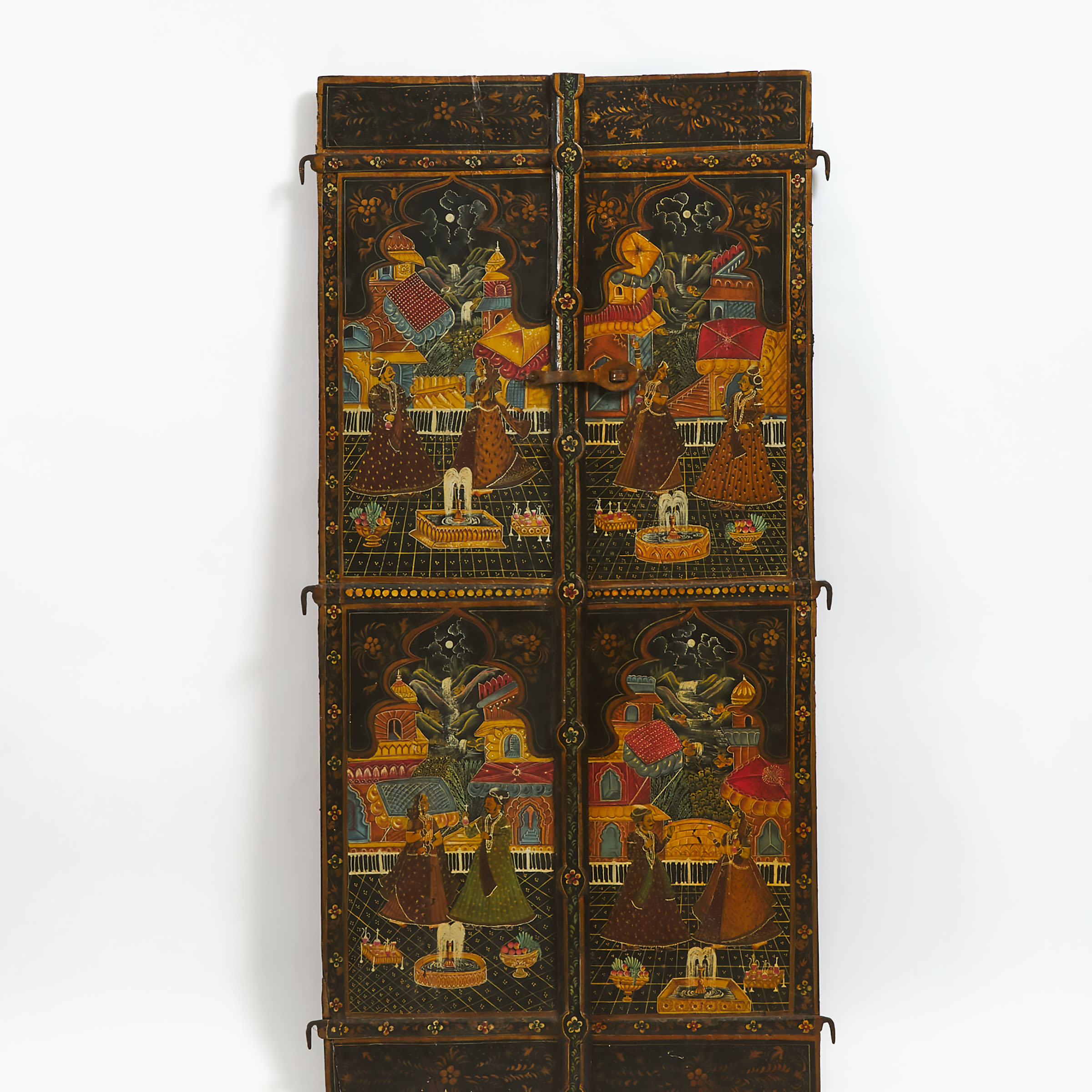 A Pair of Rajput-Style Painted Doors, India, Late 19th/Early 20th Century