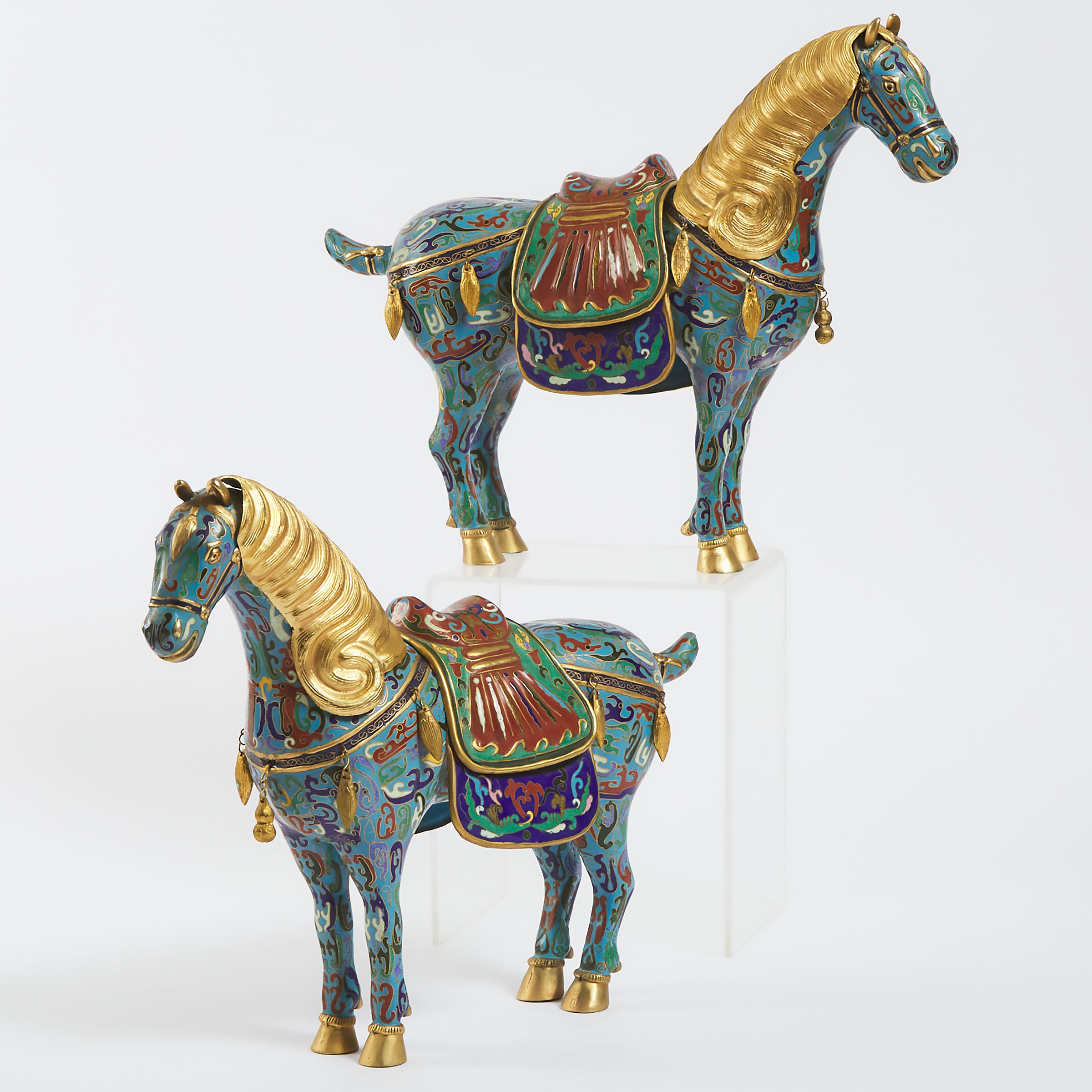 A Pair of Chinese Cloisonné Horses, 20th Century