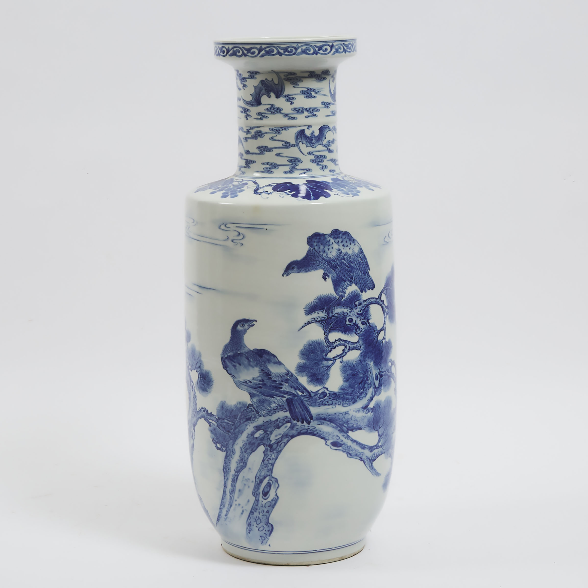 A Large Blue and White 'Birds and Pine' Vase, Early to Mid 20th Century