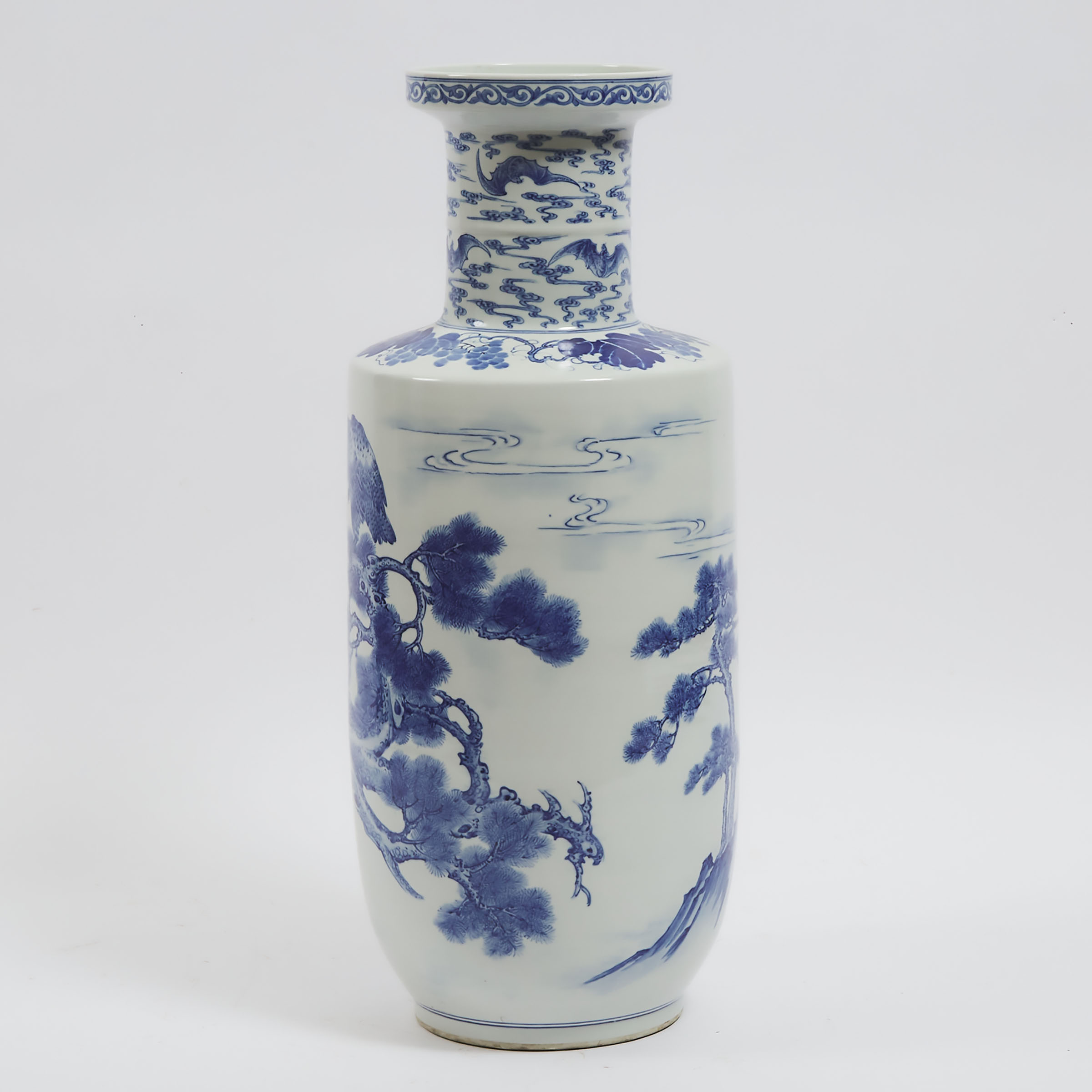 A Large Blue and White 'Birds and Pine' Vase, Early to Mid 20th Century