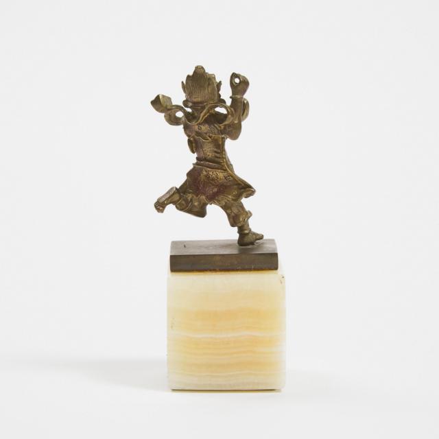A Small Gilt and Red Lacquered Bronze Figure of Kui Xing, 19th Century