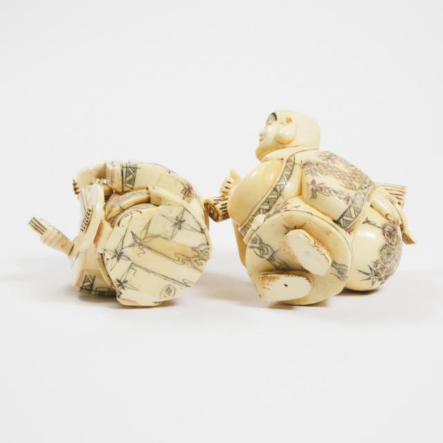 An Ivory Set of the 'Seven Lucky Gods', Mid 20th Century