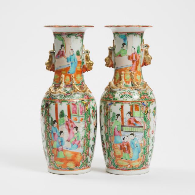 A Canton Famille Rose Charger, Together With a Pair of Vases, Late 19th Century