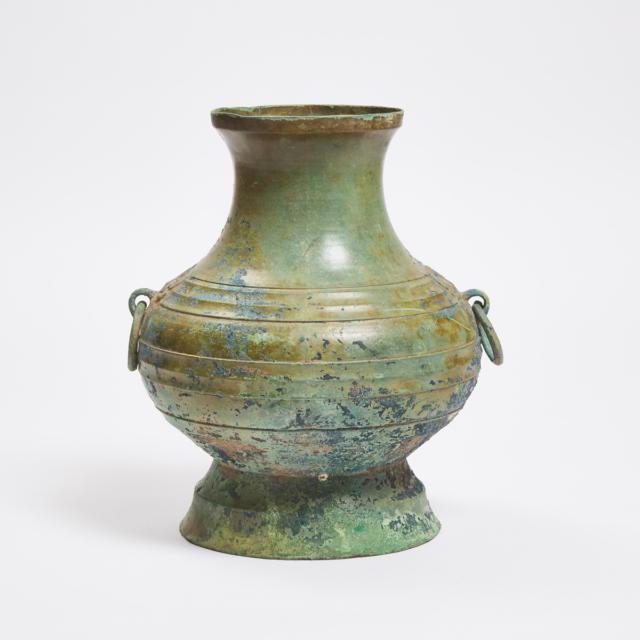 A Bronze Ritual Wine Vessel, Hu, Han Dynasty (206 BC-220 AD)