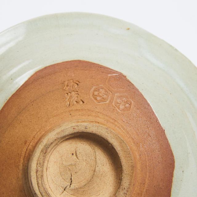 A Pale-Glazed Bottle Vase, Possibly Goryeo Dynasty, Together With a Stoneware Bowl