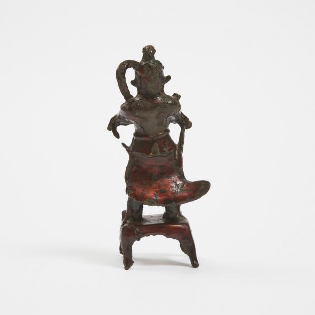 A Black Lacquered Bronze Figure of Wei Tuo, 17th Century