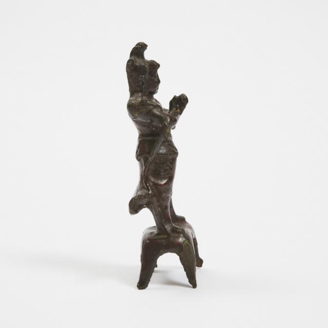 A Black Lacquered Bronze Figure of Wei Tuo, 17th Century