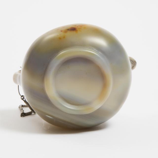 A Liao-Style Silver and Gold Mounted Agate Teapot and Cover
