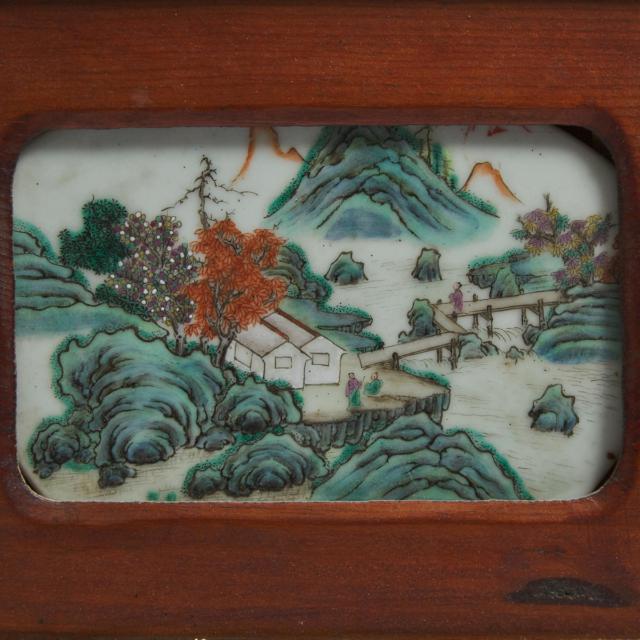 A Famille Rose Porcelain Plaque of Shoulao, Together With a Porcelain Inset Panel, Republican Period