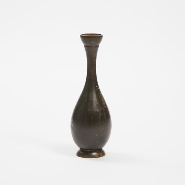 A Prototype Silver-Inlaid Wood Bidri Vase, India, 19th/20th Century