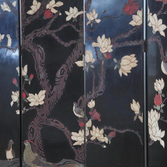 A Large Twelve-Panel Coromandel Lacquer Screen, Late Qing Dynasty