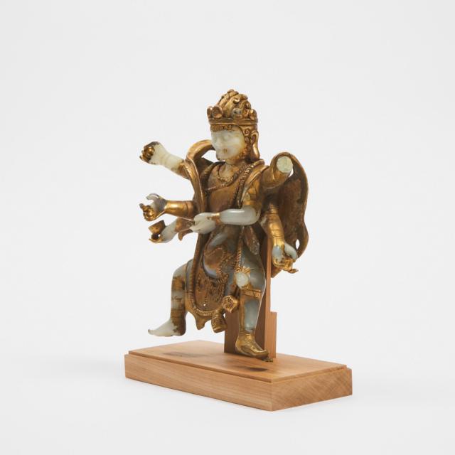 A Gilt-Decorated Jade Figure of a Tantric Deity, 18th Century or Later