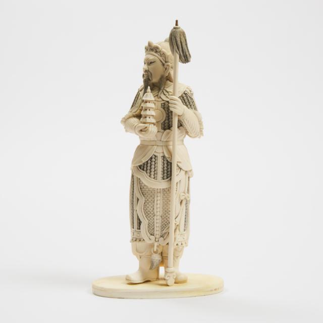 An Ivory Figure of a Heavenly King, Mid 20th Century