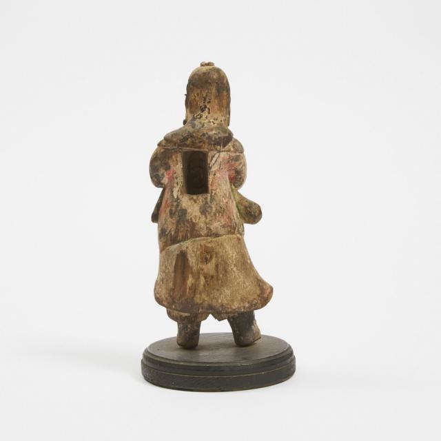 A Wood Figure of a Standing Warrior, Ming Dynasty