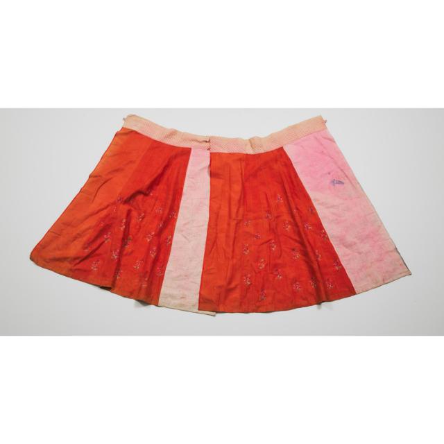 Two Chinese Embroidered Silk Skirts, Qing Dynasty, 19th Century