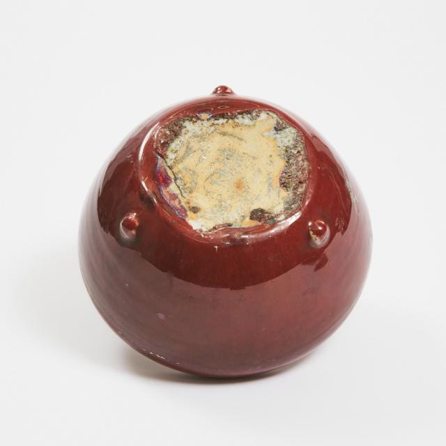 A Red-Glazed Ginger Jar and Cover, Together With a Jardinière, Early to Mid 20th Century