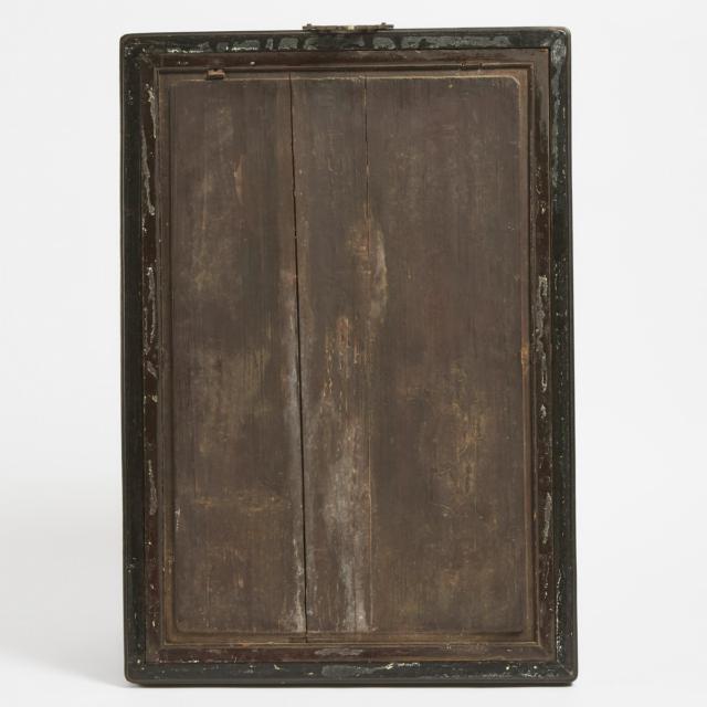 A White Jade and Hardwood Embellished Wall Panel, Qing Dynasty, 18th/19th Century