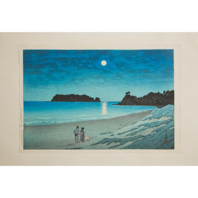 Kawase Hasui (1883-1957), Moonlight at Shichiri Beach, Sagami Province, Showa Era (1926-1989)