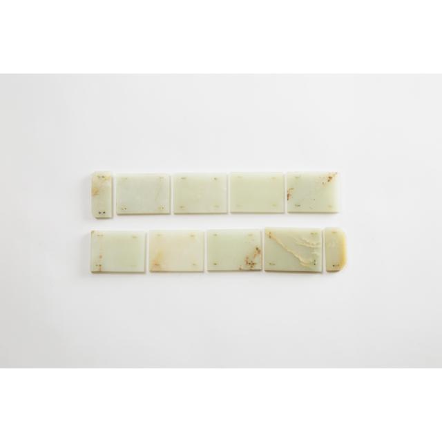 A Set of Ten White Jade 'Shou-Character' Belt Plaques, Ming Dynasty and Later