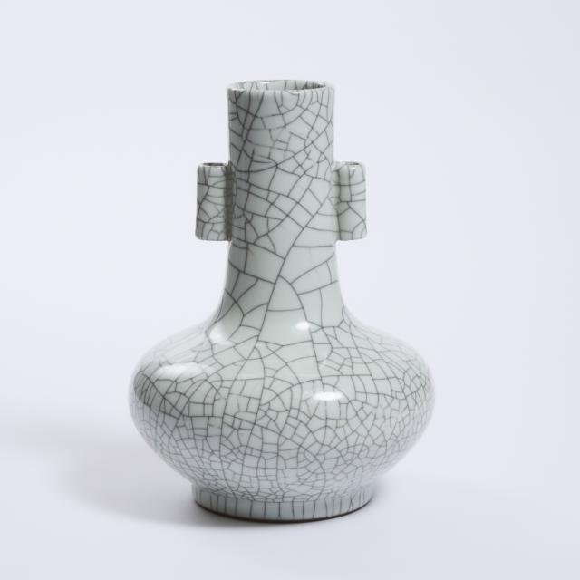 A Guan-Type Bottle Vase, Qianlong Mark