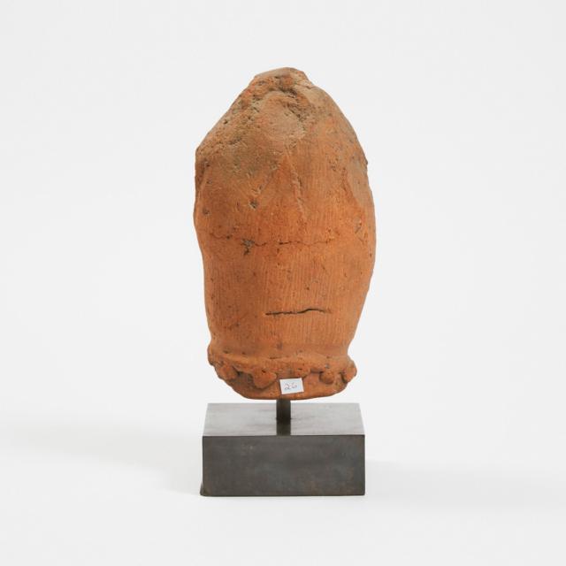 A Japanese Earthenware Haniwa Head, Probably Kofun Period (Circa 300-593)