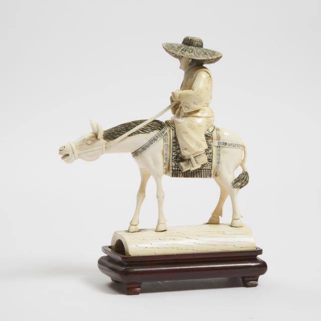 An Ivory Carving of a Horse Rider, Early to Mid 20th Century