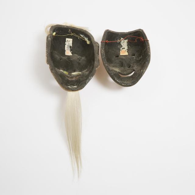 Two Japanese Noh Masks, Meiji Period to Showa Era, Late 19th/20th Century
