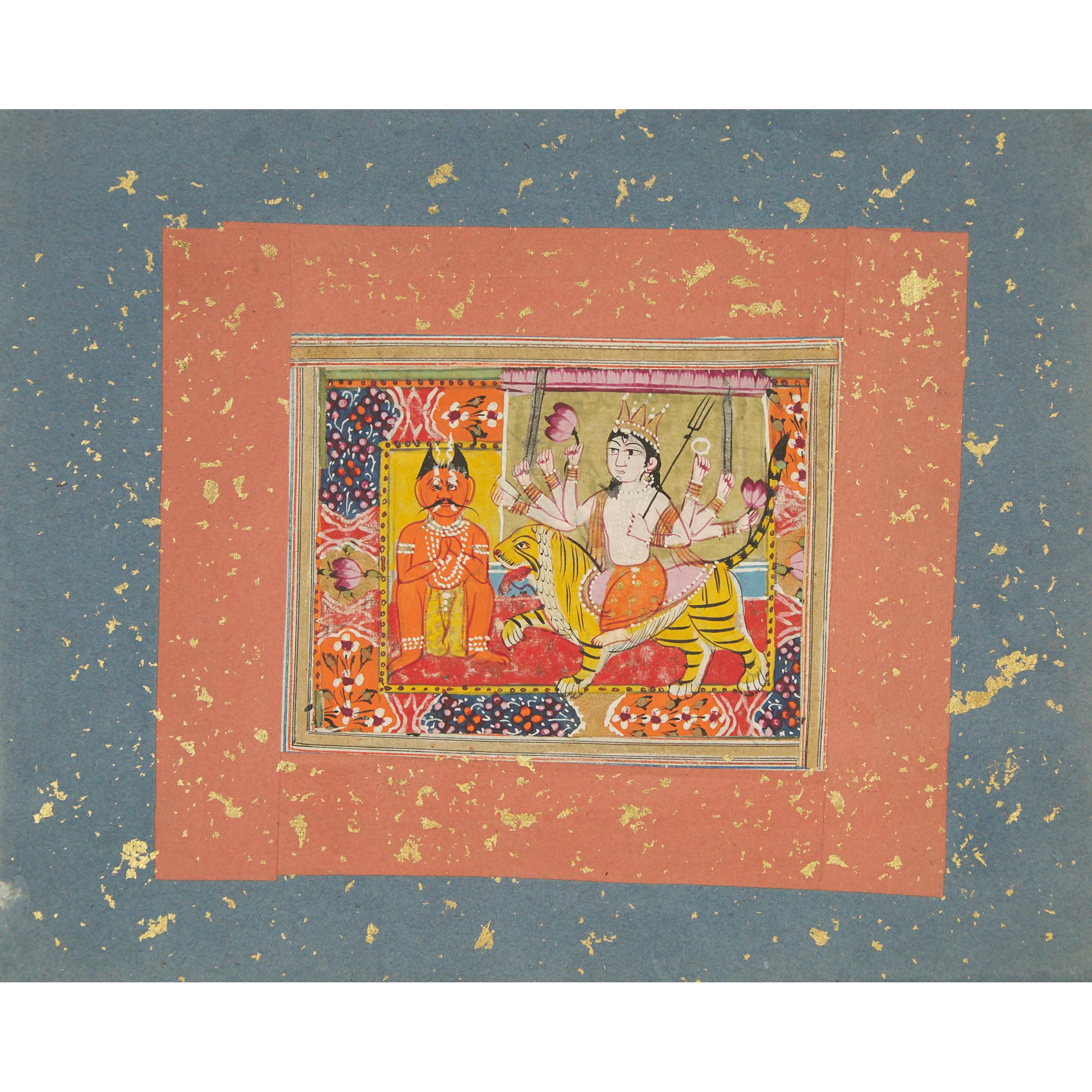 Kashmir School, A Painting of Durga Riding a Lion, 19th Century