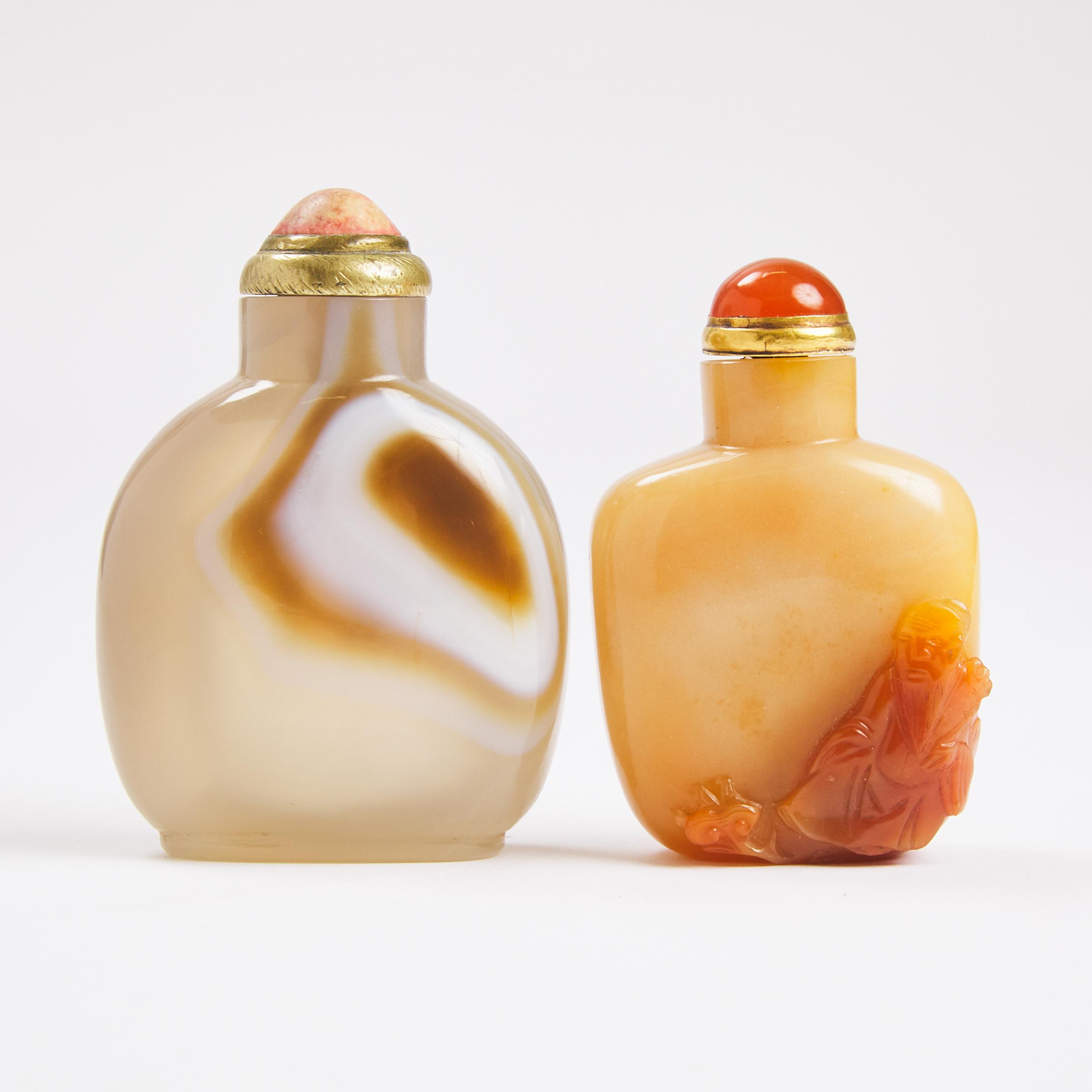 Two Chalcedony Snuff Bottles, 19th Century