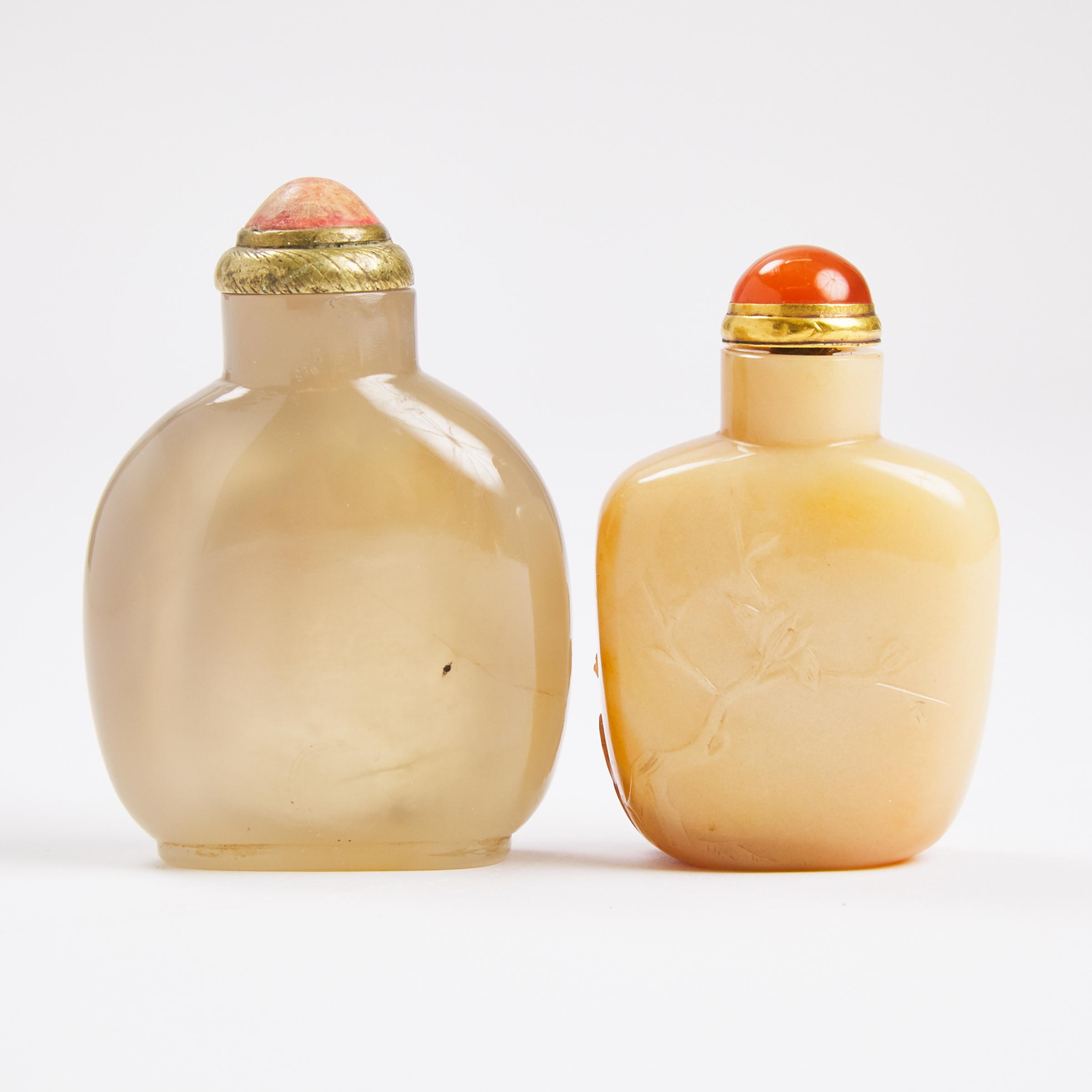 Two Chalcedony Snuff Bottles, 19th Century