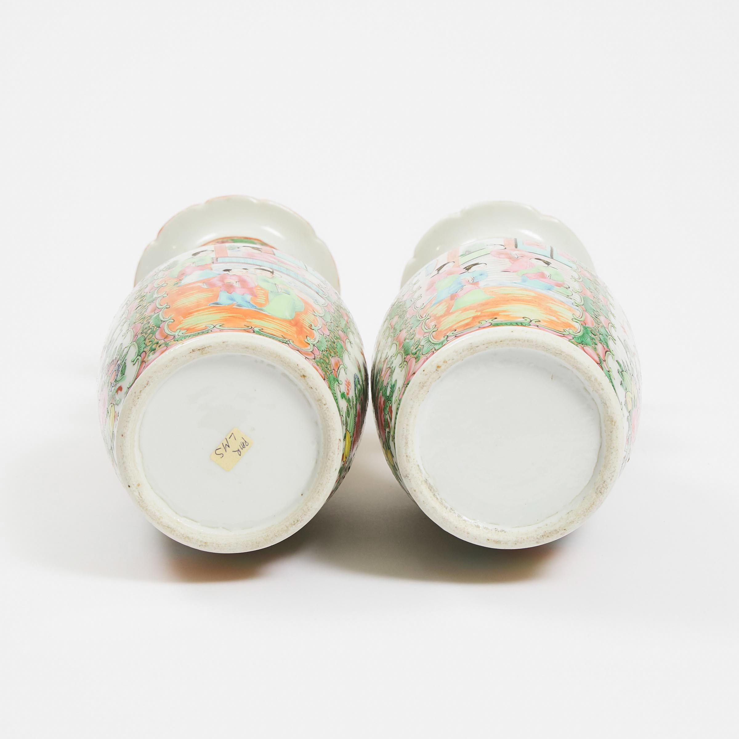 A Canton Famille Rose Charger, Together With a Pair of Vases, Late 19th Century
