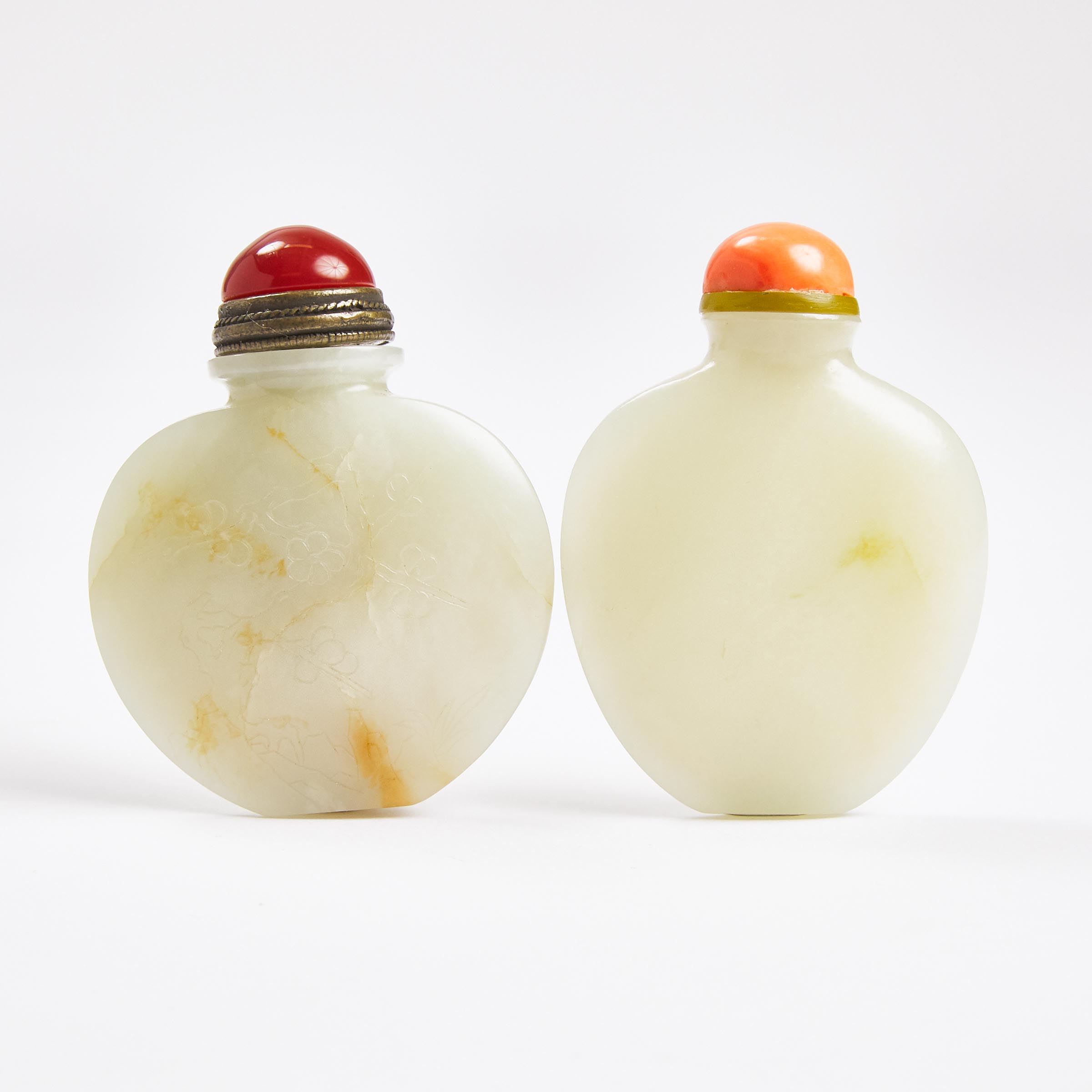 Two White Jade Snuff Bottles, 18th/19th Century