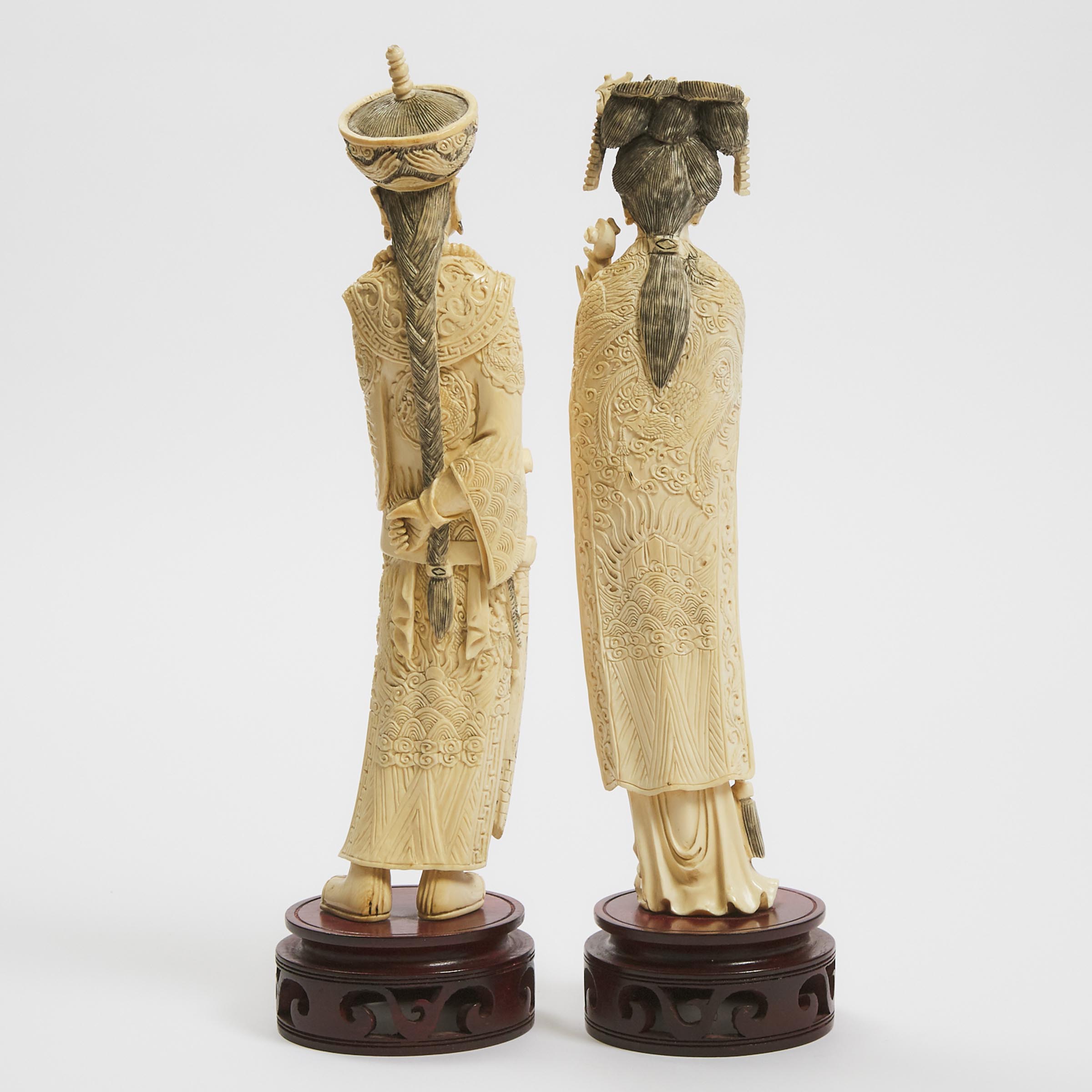 A Pair of Ivory Emperor and Empress Figures, Mid 20th Century