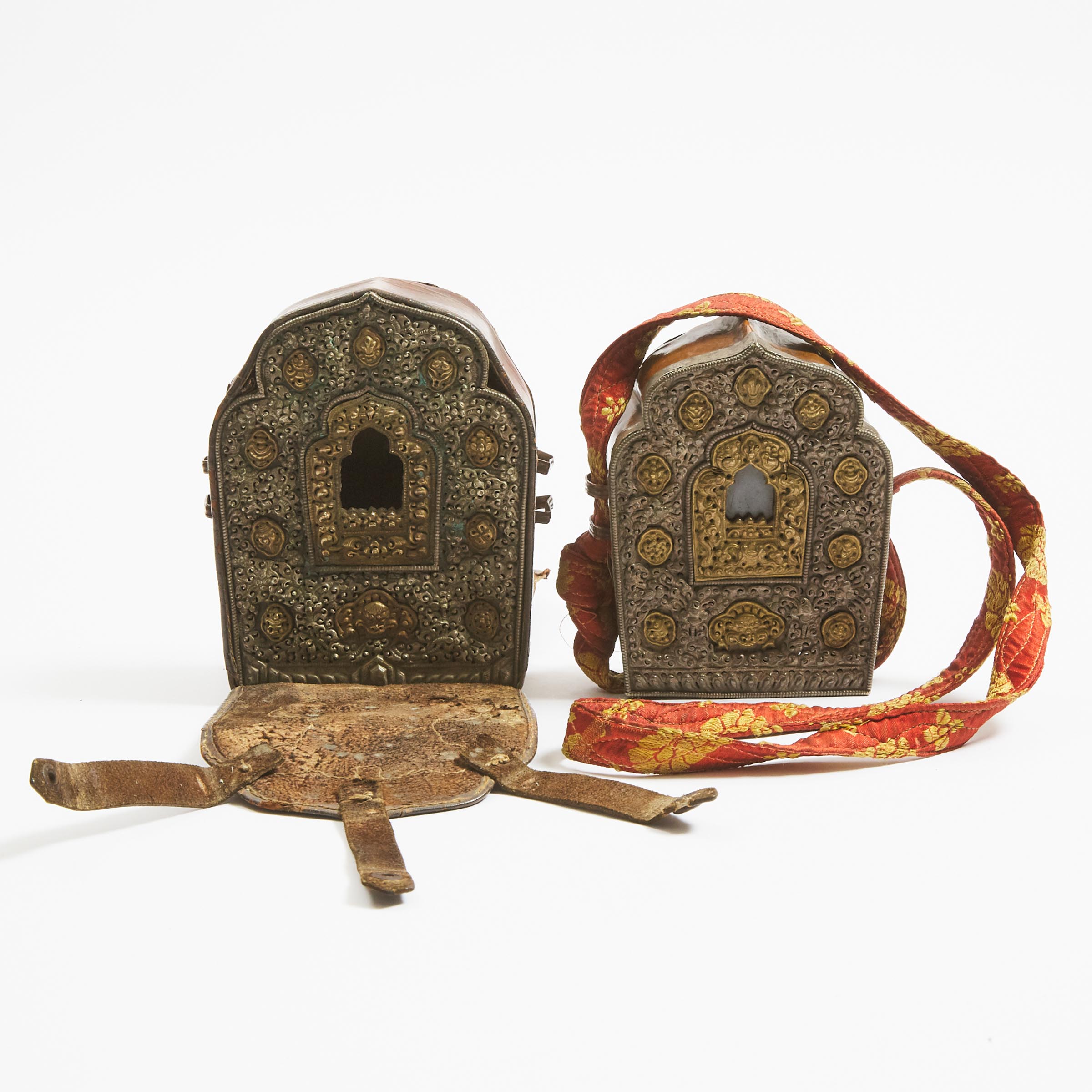 Two Tibetan Silver-Metal and Brass Shrines, Gau, 19th/20th Century