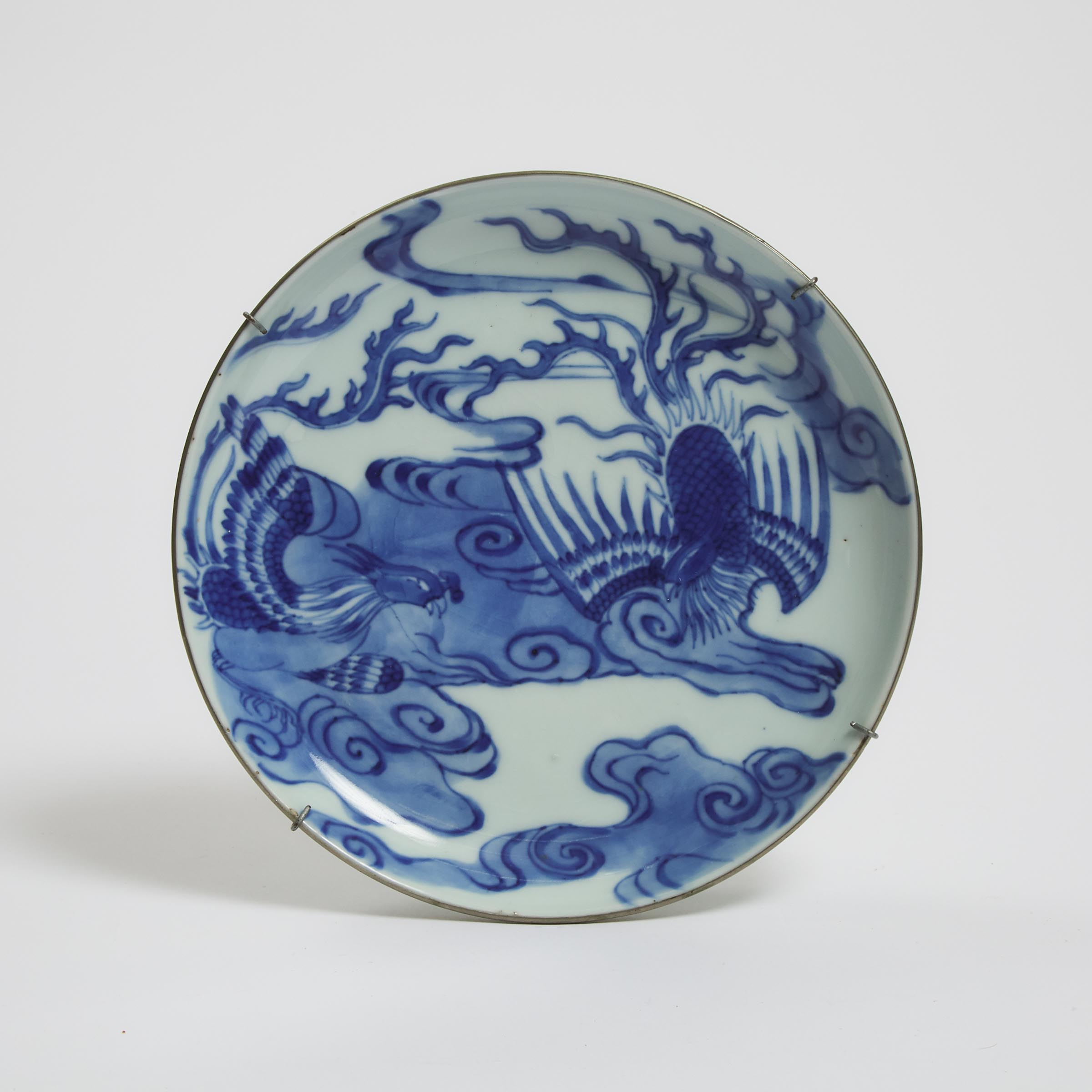 A Blue and White 'Double Phoenix' Dish, 18th Century or Later