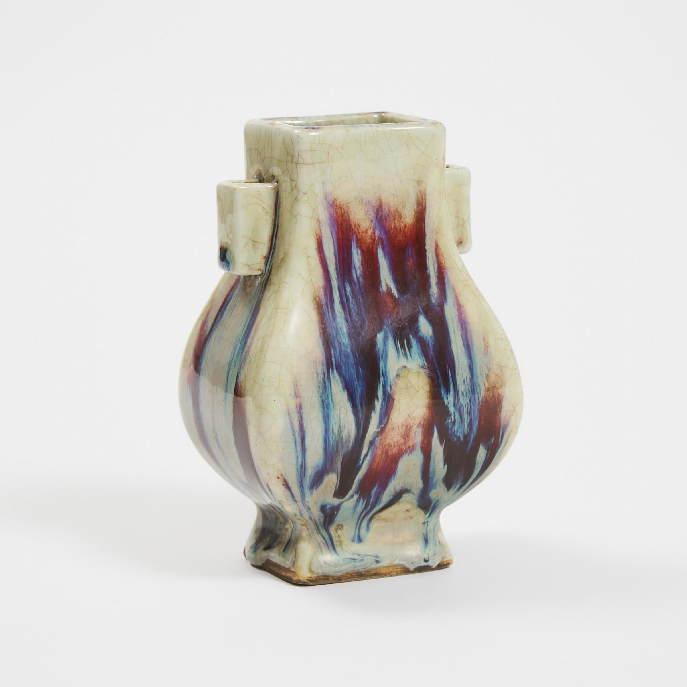 A Small Flambé-Glazed Vase, Fanghu, 19th Century