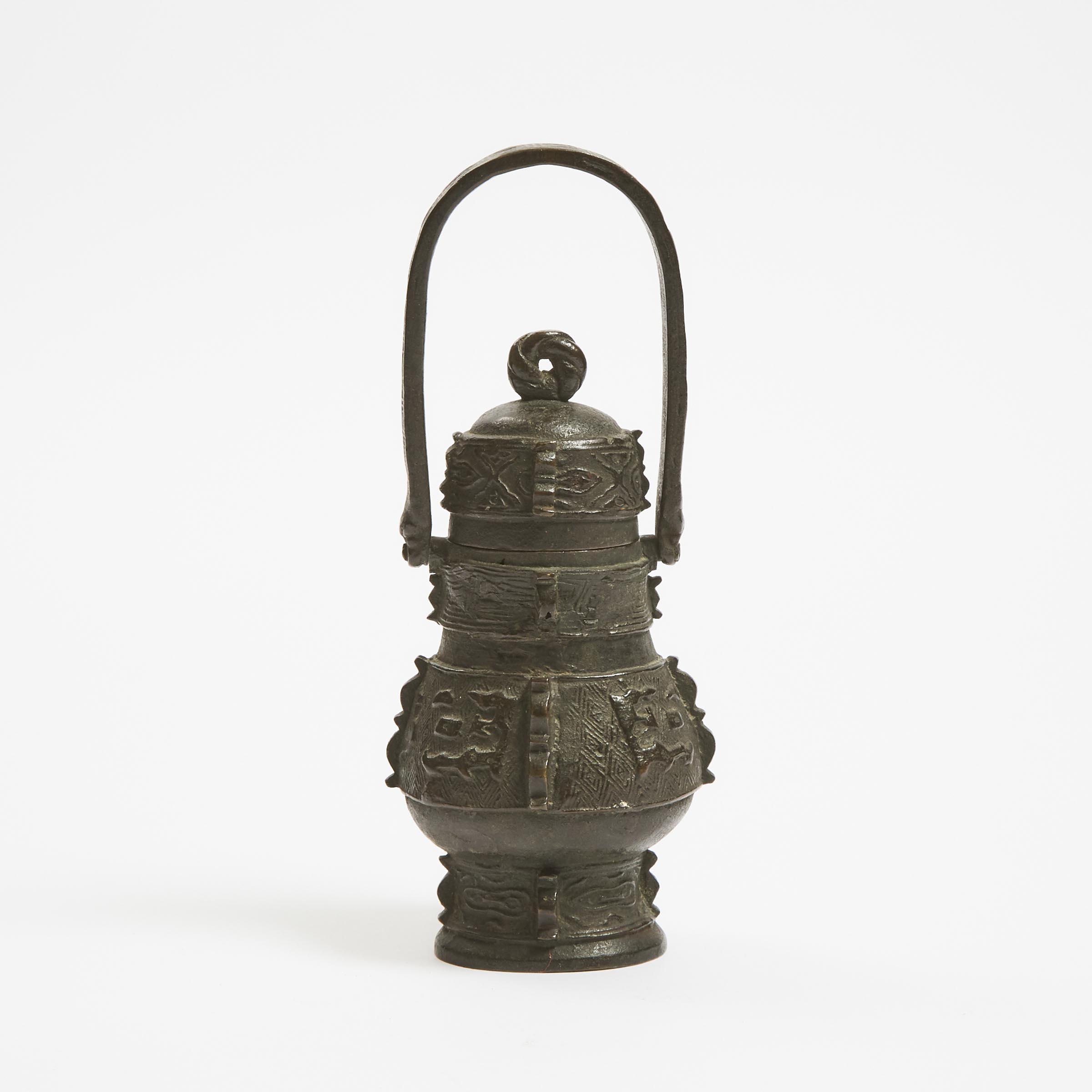 An Archaistic Bronze Ritual Wine Vessel and Cover, You, Ming Dynasty 