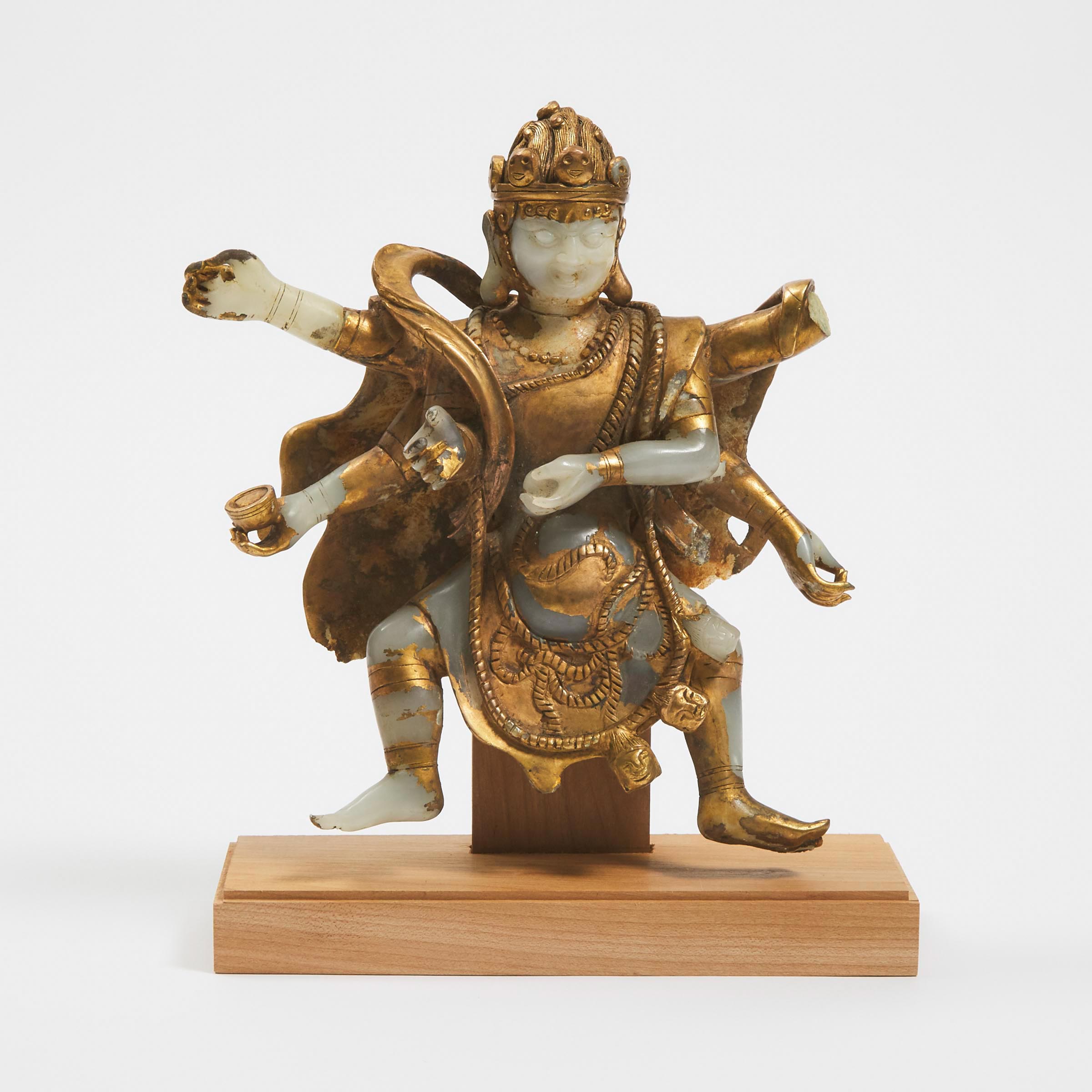 A Gilt-Decorated Jade Figure of a Tantric Deity, 18th Century or Later